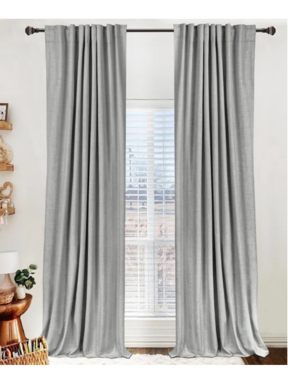 100% Blackout Curtain Panels Set 50 W x 108 L Grey